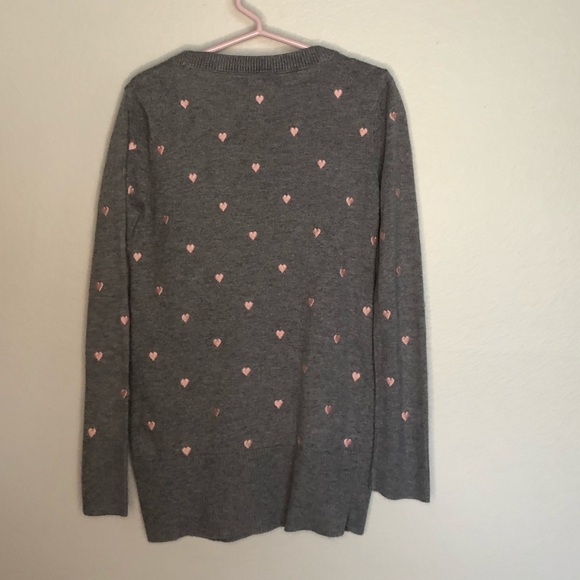 Gap Kids grey with pink hearts cardigan sz small - Picture 2 of 3